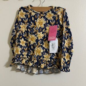NWT Ruffle Butts Fields of Gold Long Sleeve Ruffle Floral Top